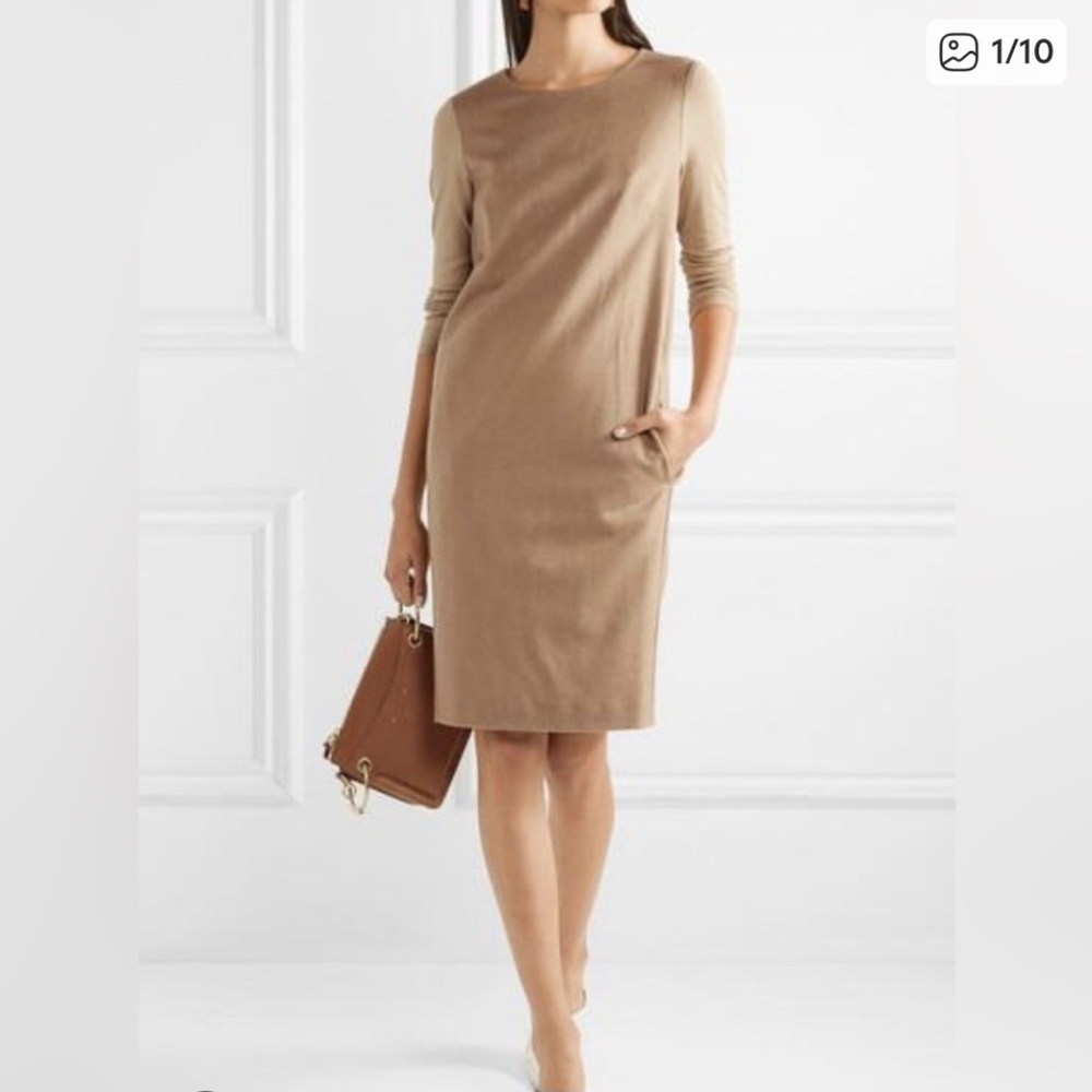 MaxMara Camel Shift Dress With Pockets